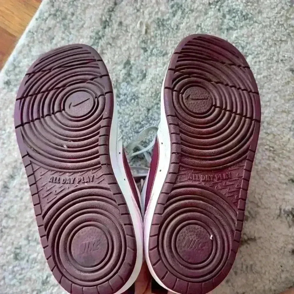 Nike Youth Court Borough Mid 2 White, Pink, and Burgundy Sneaker 4.5 Y